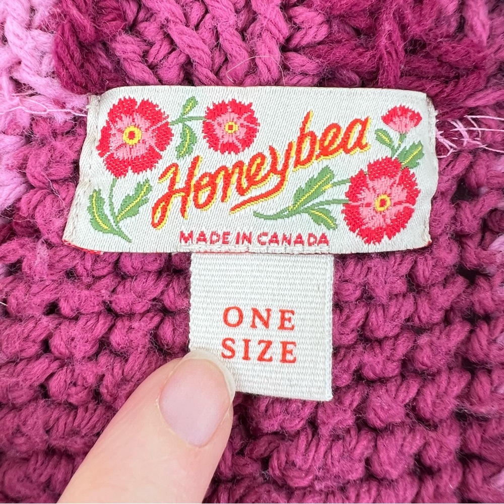 Honeybea Upcycled Vintage Afghan Sweater Cardigan OS Pink - Picture 3 of 13